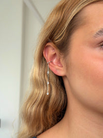 עגיל הליקס ללא צורך בחור בשילוב שרשרת זירקונים מכסף אמיתי 925