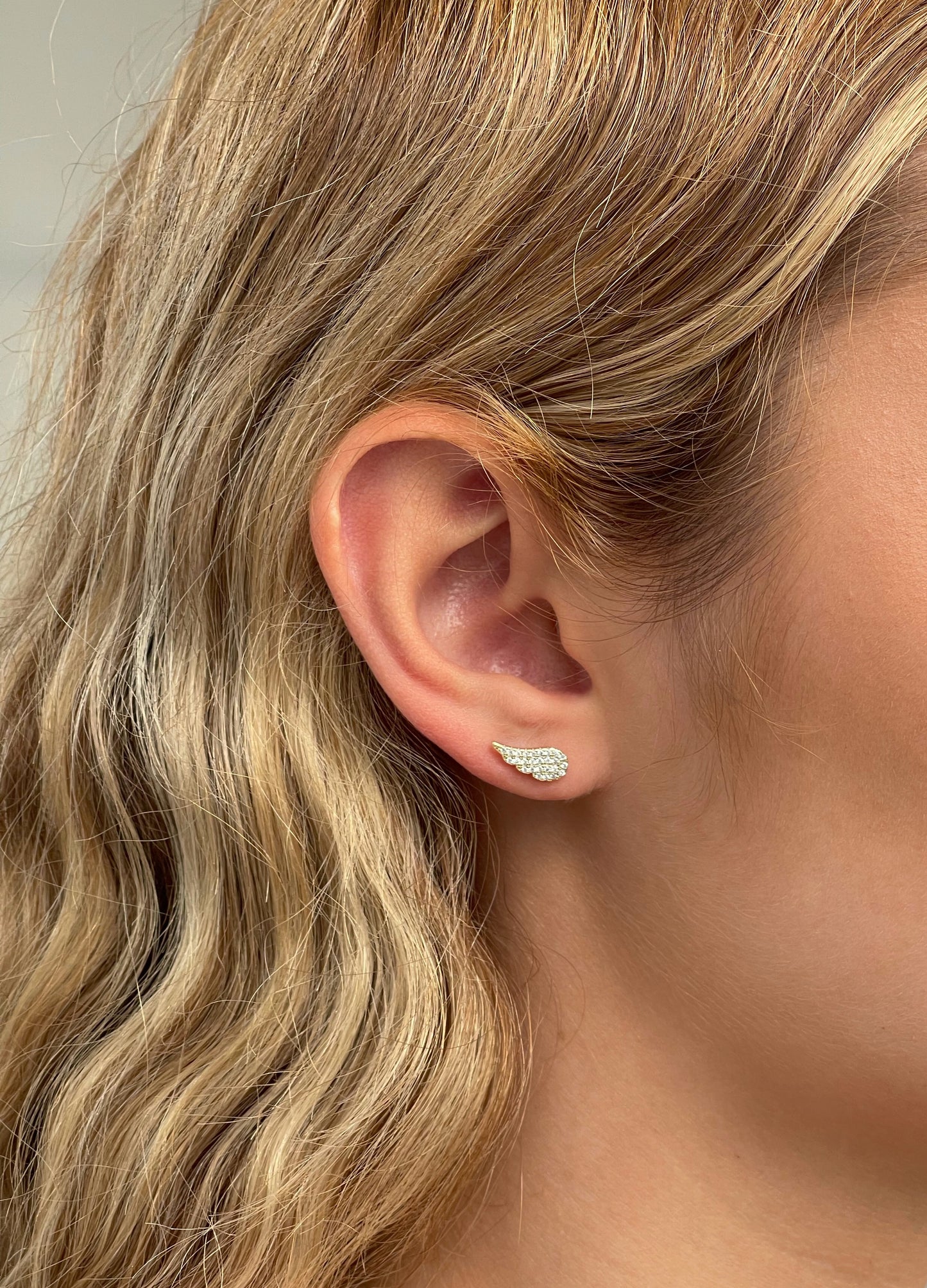 זוג עגילי כנפיים משובצות מכסף אמיתי 925