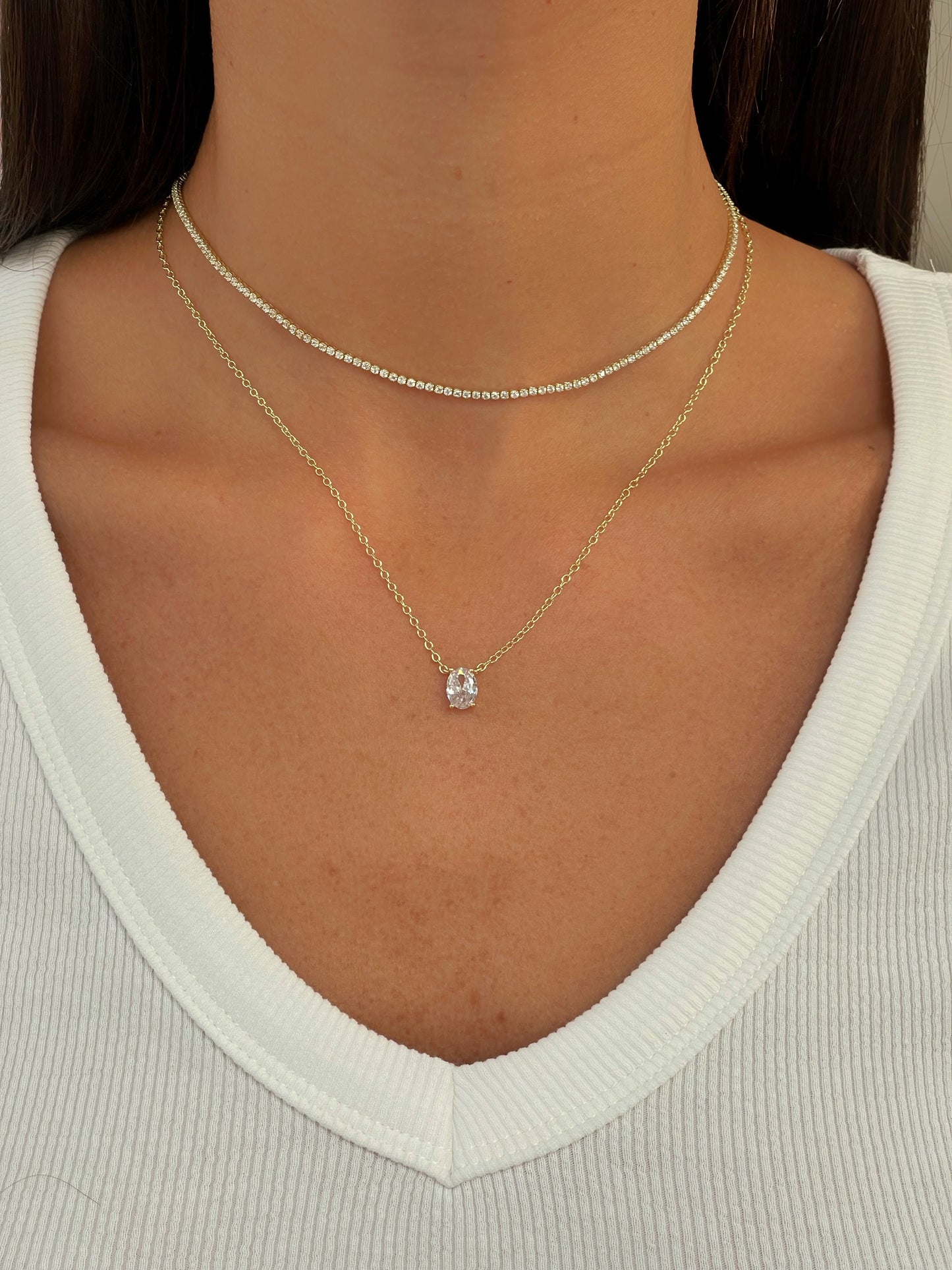 שרשרת טניס זירקון אובל כפולה