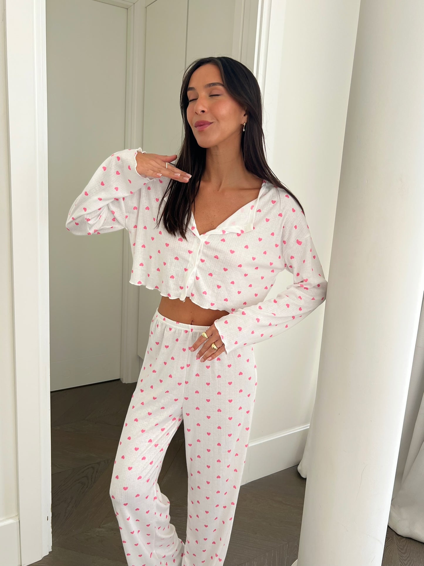 סט פיג'מה לבבות