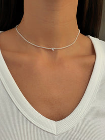 צ'וקר טניס לב מכסף אמיתי 925