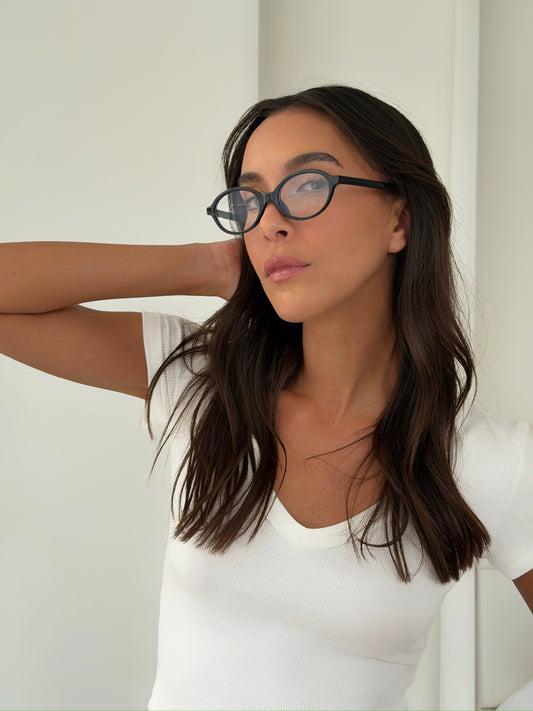 משקפי עדשה שקופה ללא מספר לוסי שחור