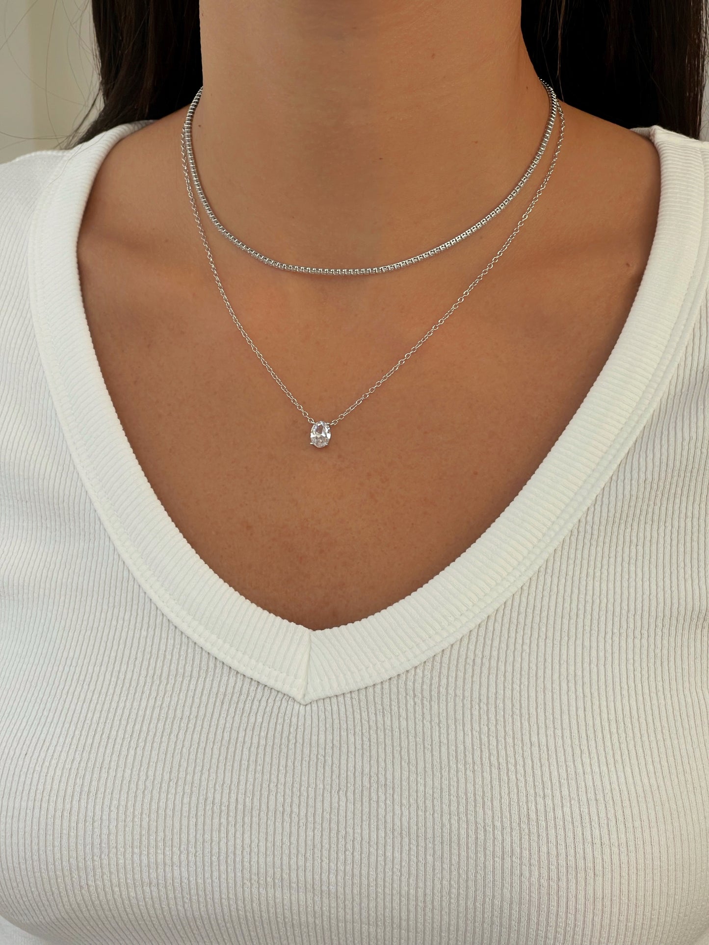 שרשרת טניס זירקון אובל כפולה