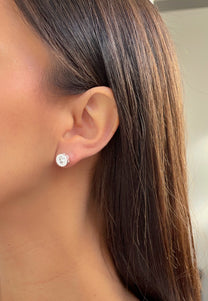 זוג עגילי אבן זירקון משובץ מכסף אמיתי 925