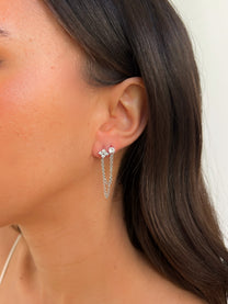 עגיל פרח זירקון בשילוב שרשרת