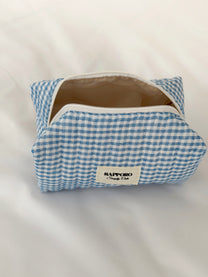 תיק איפור משבצות כחול