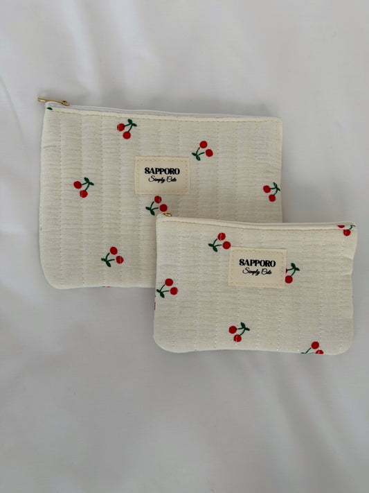 סט תיקי איפור דובדבנים עדינים