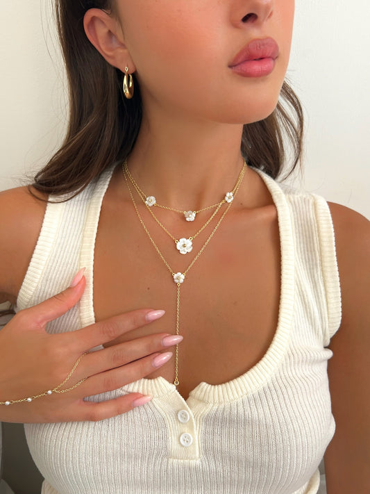 סט שרשראות פרח צדף