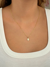 שרשרת חמסה משובצת קטנה מכסף אמיתי 925