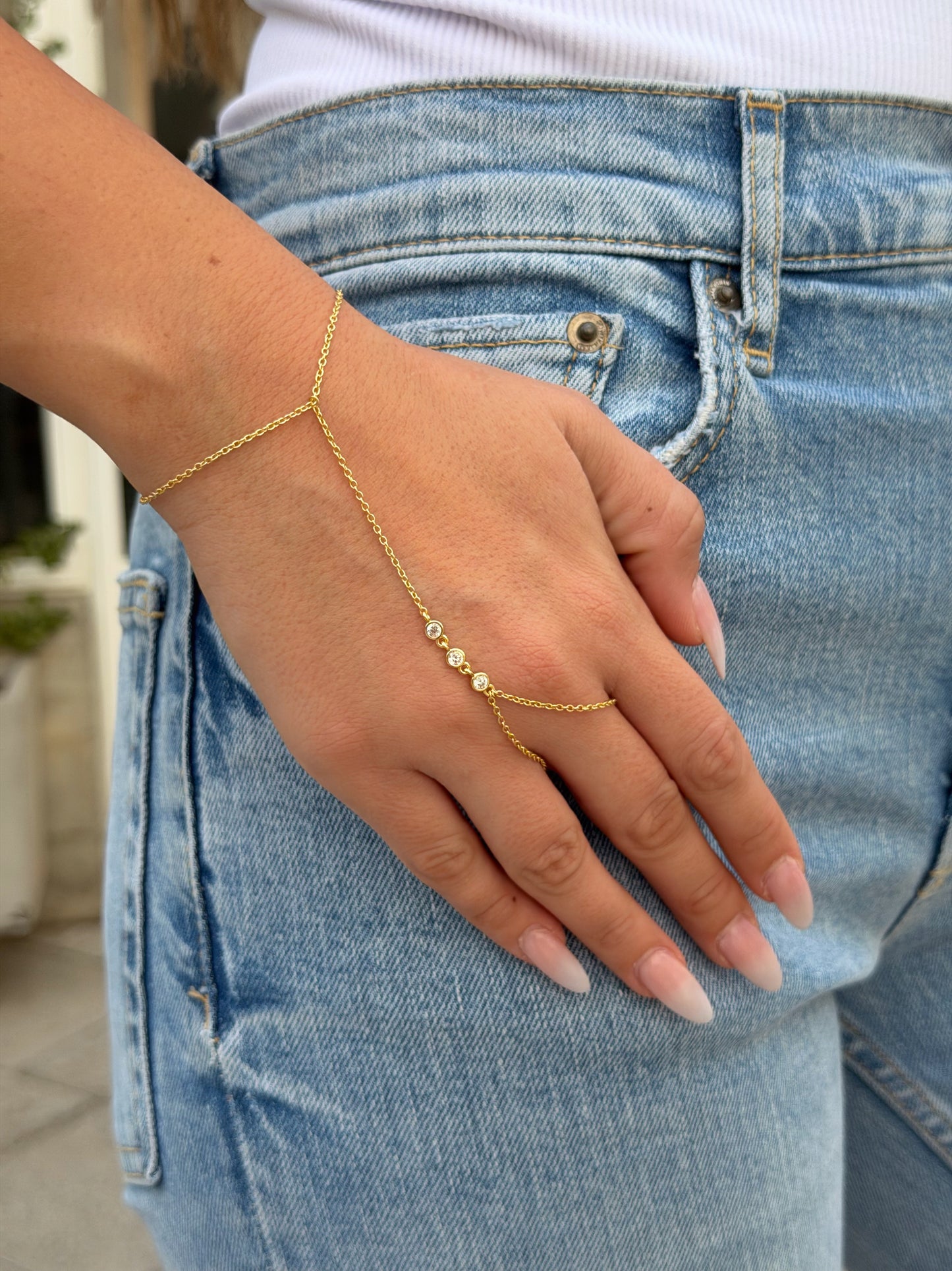 צמיד טבעת טריפל זירקונים מכסף אמיתי 925