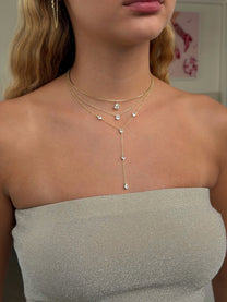 שרשרת קשיחה בשילוב זירקון טיפה עדינה