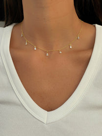 שרשרת תליוני טיפות מכסף אמיתי 925