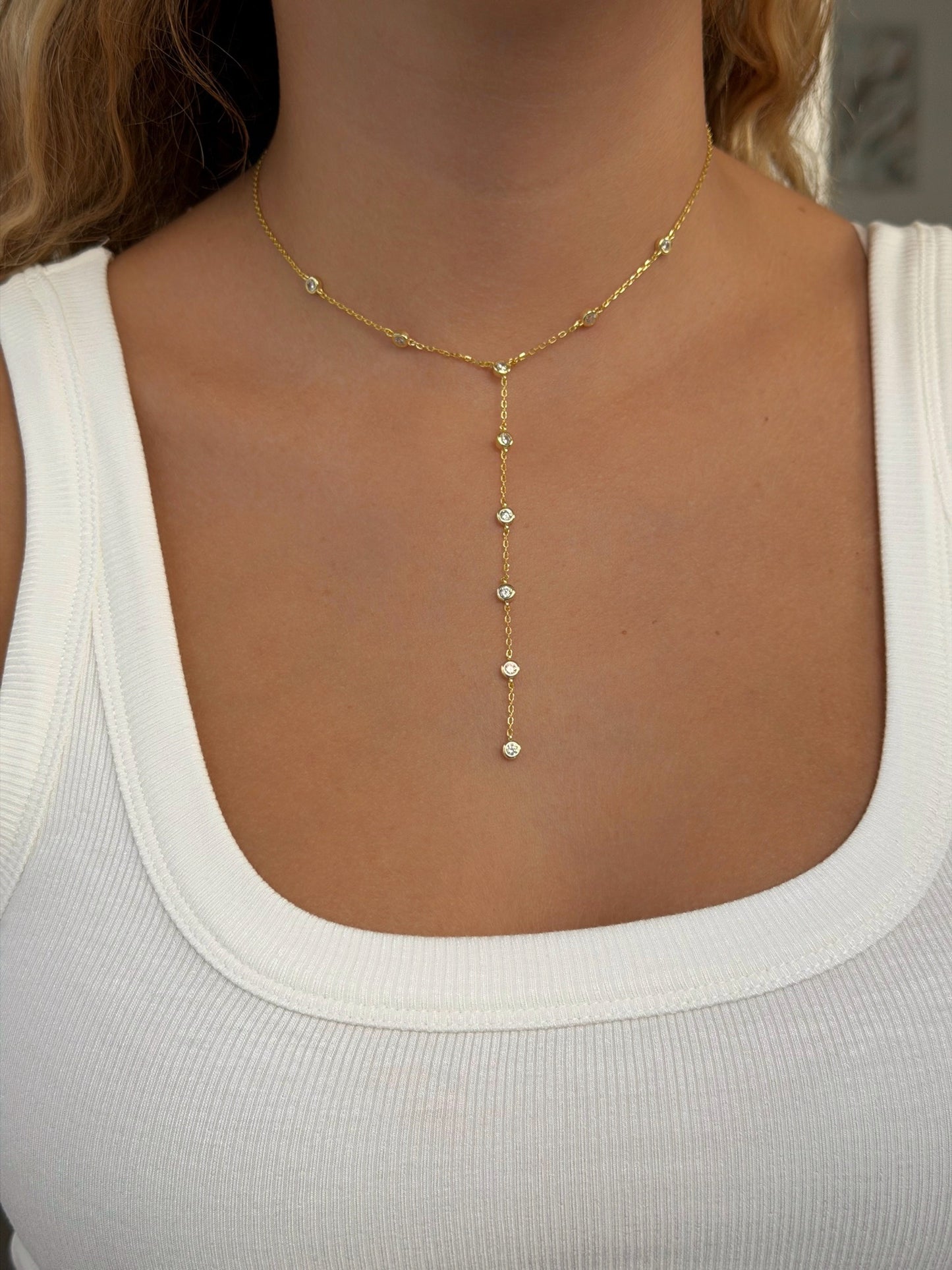 שרשרת זירקונים נופלת מכסף אמיתי 925