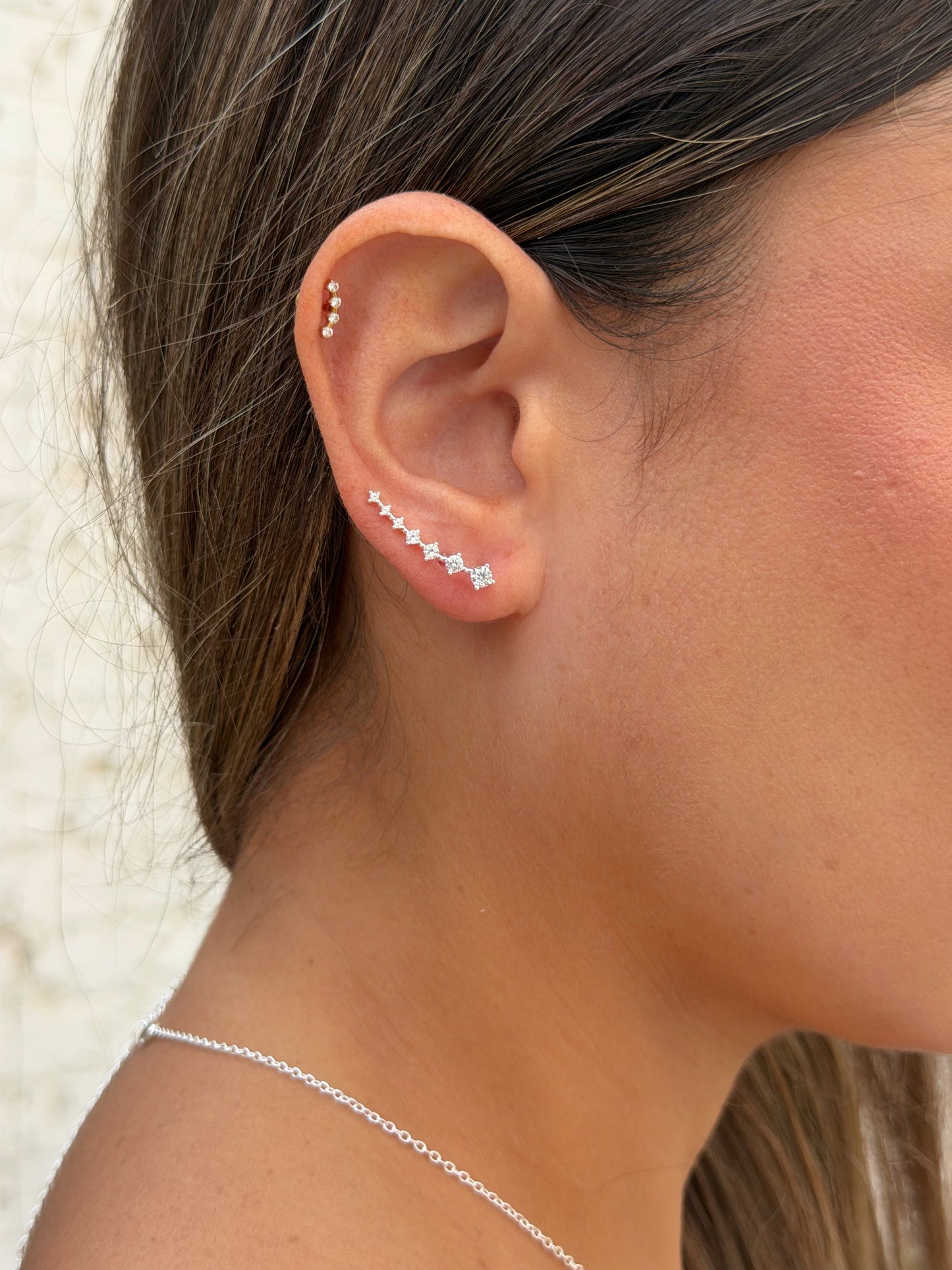 זוג עגילי רוסלנה מטפסים מכסף אמיתי 925