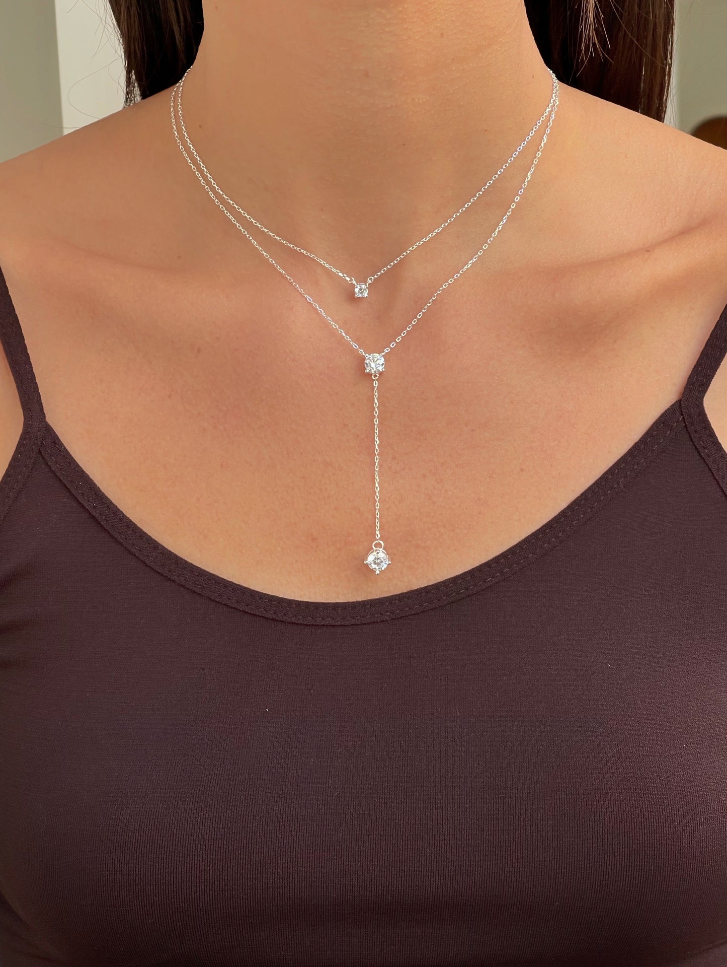 סט שרשראות זירקון ערב מכסף אמיתי  925