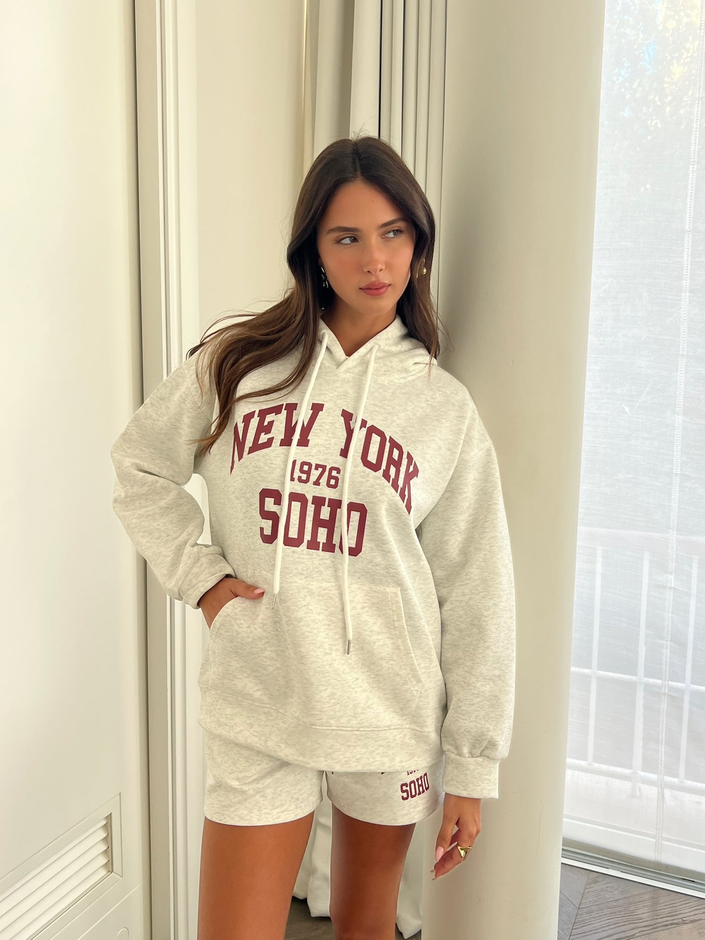 חליפת סווטשירט ניו יורק אפורה