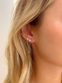 עגיל פרח בשילוב זירקון לב