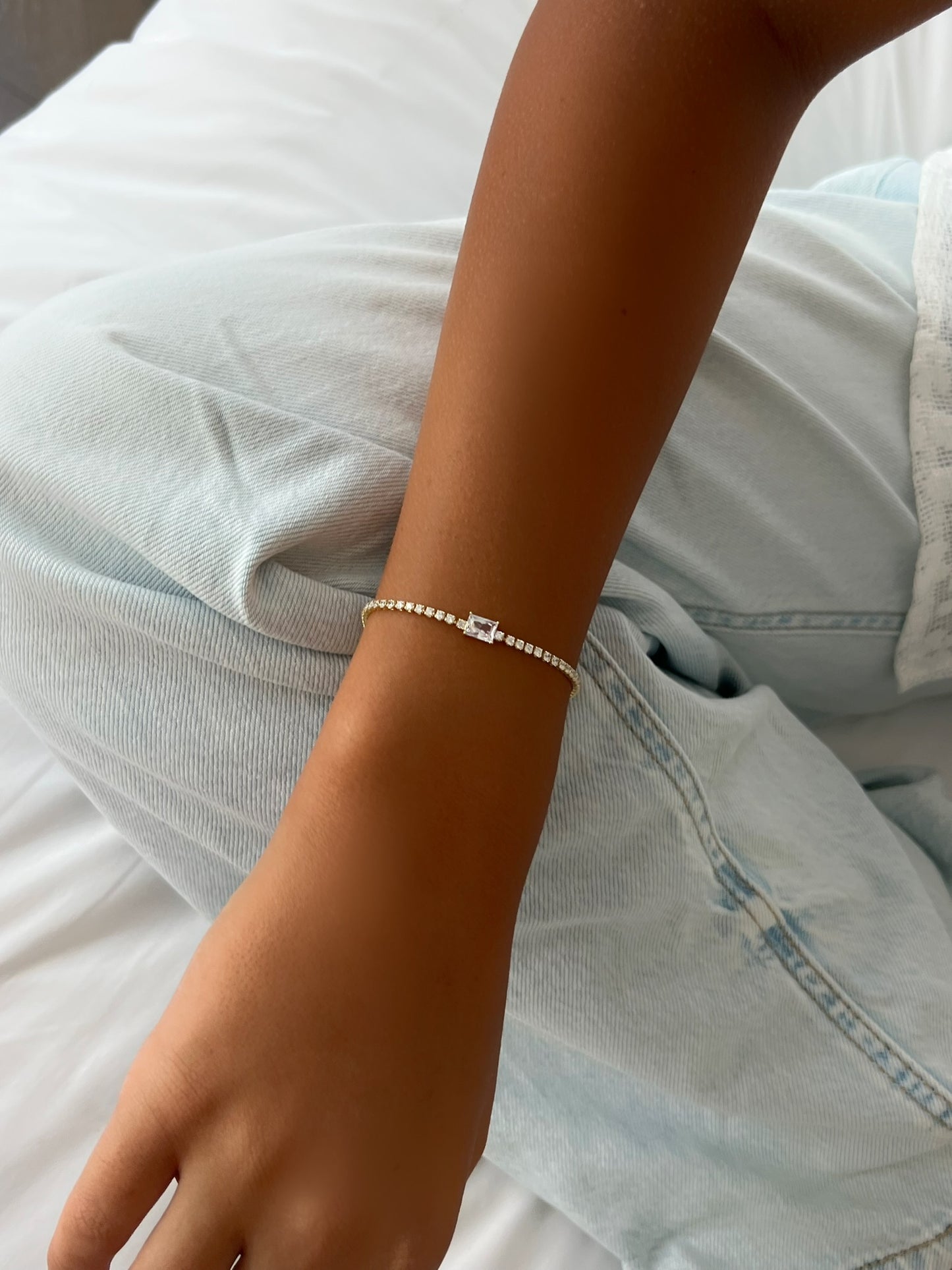 צמיד טניס זירקון מלבן