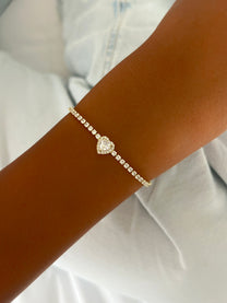 צמיד טניס אבן זירקון לב משובץ