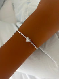 צמיד טניס אבן זירקון לב משובץ