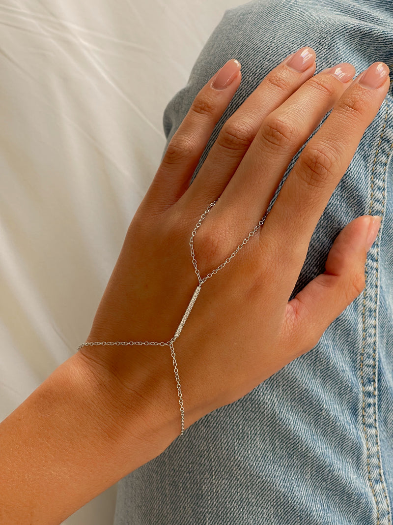 צמיד טבעת פס משובץ