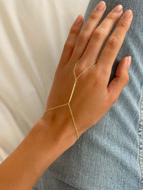 צמיד טבעת פס משובץ