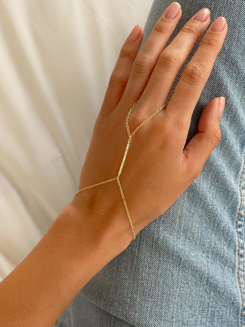 צמיד טבעת פס משובץ