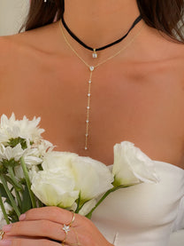 שרשרת טיפה נופלת בשילוב זירקונים