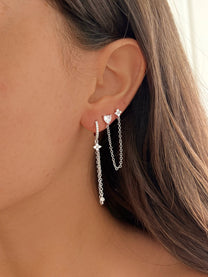 זוג עגילי פרח בשילוב שרשרת