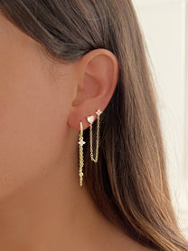 זוג עגילי פרח בשילוב שרשרת