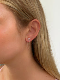 זוג עגילי פרח לוטוס בל שרשרת עדין