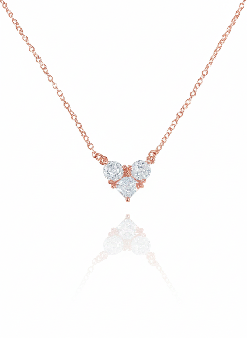 שרשרת זירקון לב ליאן מכסף אמיתי 925