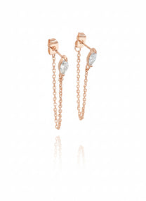 זוג עגילי מרקיז בשילוב שרשרת