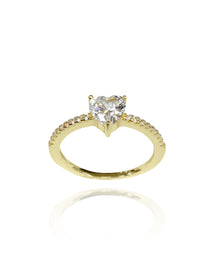 טבעת לב משובצת מכסף אמיתי 925