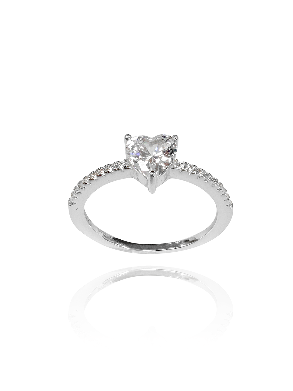 טבעת לב משובצת מכסף אמיתי 925