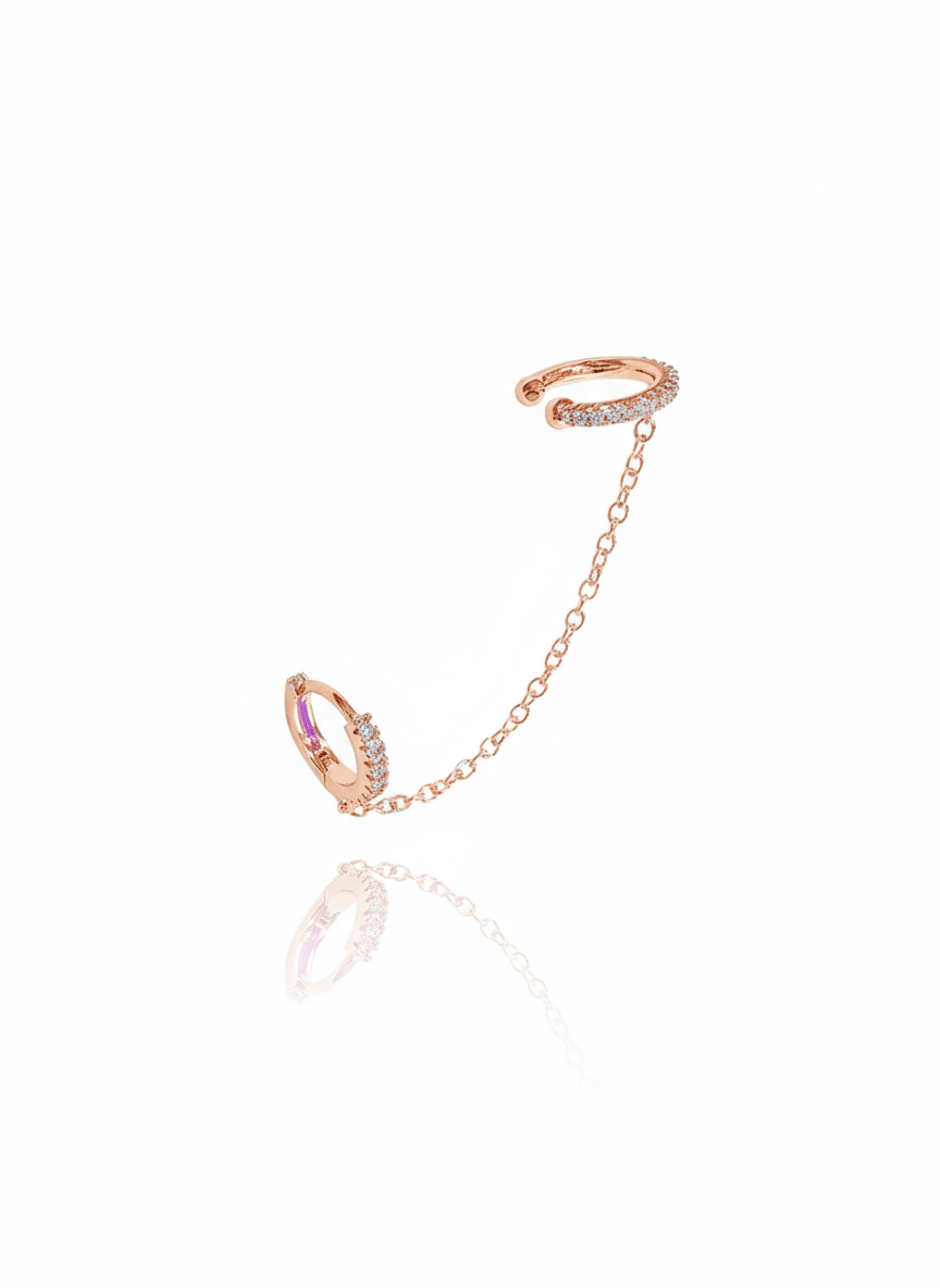 עגיל חישוק משובץ בשילוב הליקס ללא צורך בחור