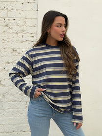 חולצת אוברסייז פסים רומי כחול צהוב