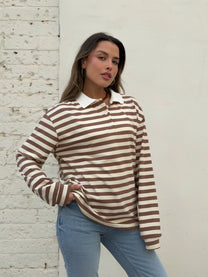 חולצת צווארון אוברסייז חום