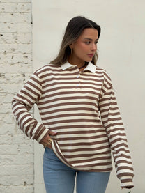 חולצת צווארון אוברסייז חום