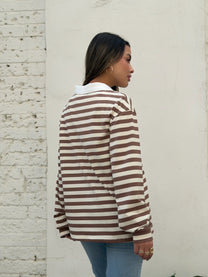 חולצת צווארון אוברסייז חום