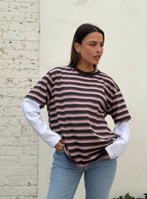 חולצת פסים ארוכה כפולה