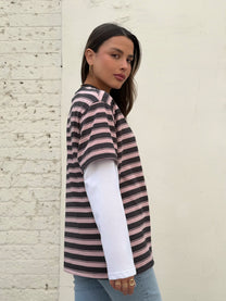 חולצת פסים ארוכה כפולה