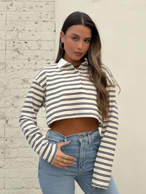 חולצת פולו קרופ פסים