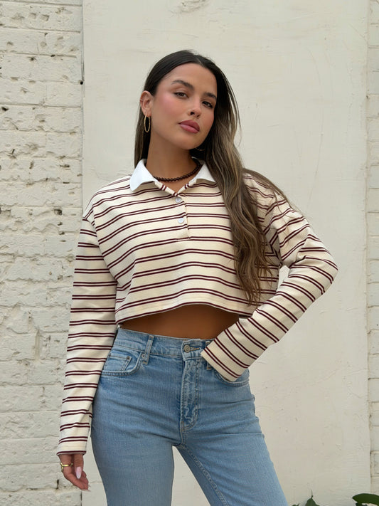 חולצת פולו קרופ פסים