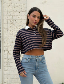 חולצת פולו קרופ פסים