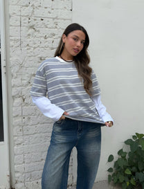חולצת פסים ארוכה כפולה