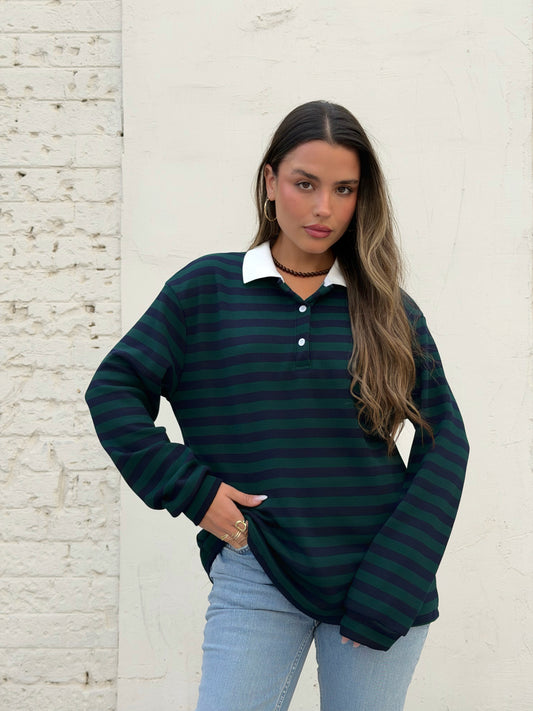 חולצת צווארון אוברסייז ירוק