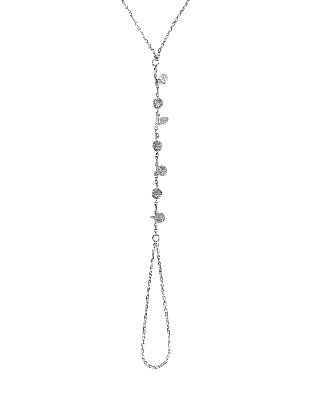 צמיד טבעת זירקונים נופלים מכסף אמיתי 925