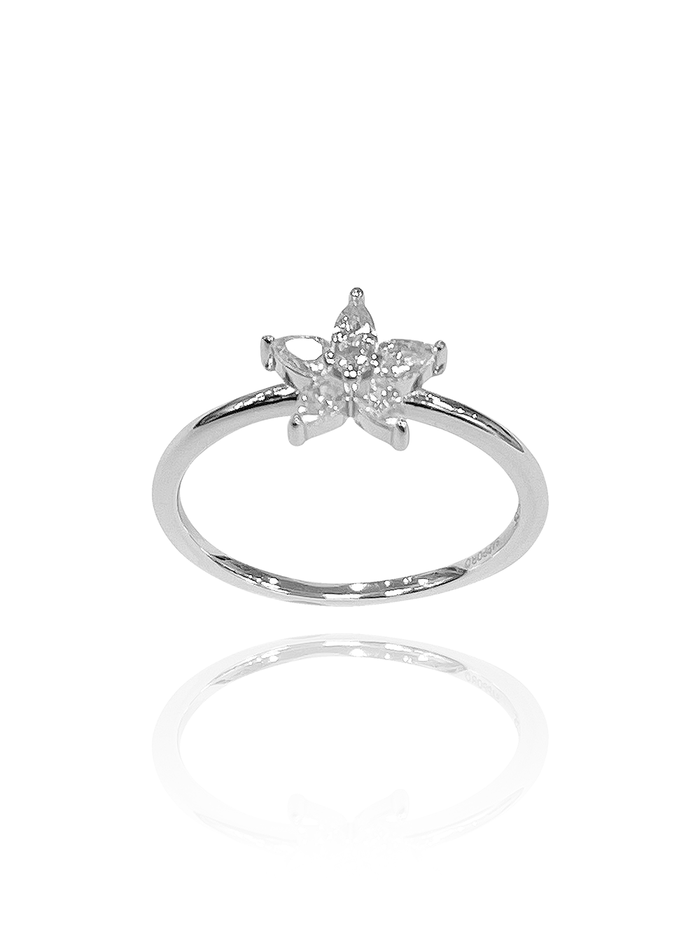 טבעת פרח משובצת מכסף אמיתי 925