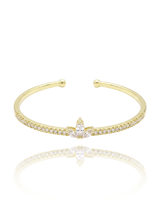 צמיד קשיח משובץ פרח לוטוס בל עדין